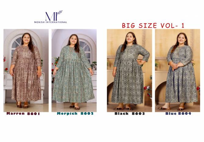 Big Size Vol 1 By Moksh Rayon Printed Plus Size Kurtis Wholesale Shop In Surat
